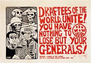 CARLOS CORTEZ (1923-2005). DRAFTEES OF THE WORLD, UNITE! / YOU HAVE NOTHING TO LOSE BUT YOUR GENERALS! Circa 1965. 23x34 inches, 60x86